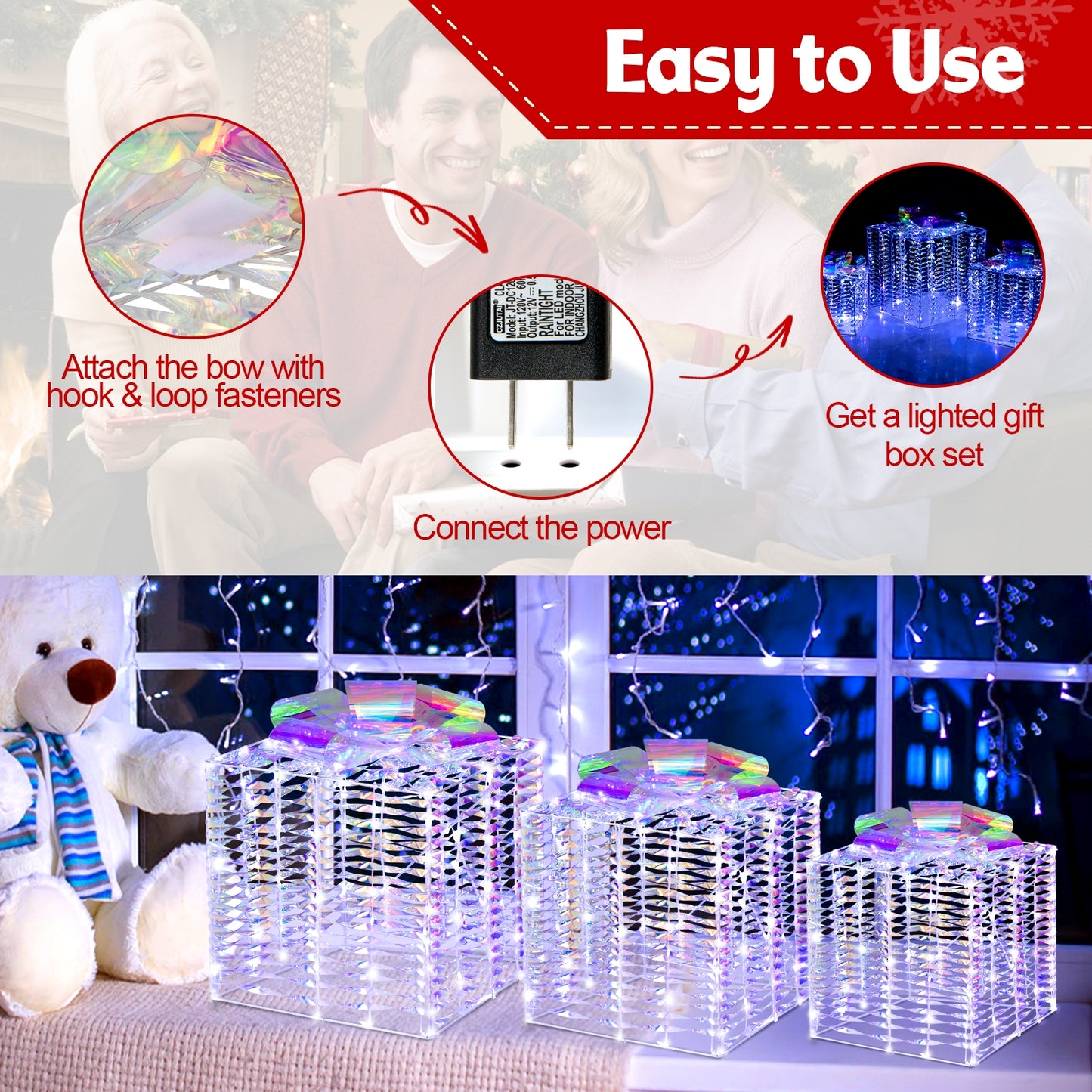 Set of 3 Iridescent Christmas Gift Boxes, Multicolor Christmas Decor & Accessories at Gallery Canada