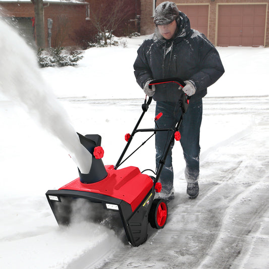 20 Inch Electric Snow Thrower, 120V 15Amp, 180° Rotatable Chute, Red Snow Removal Red at Gallery Canada
