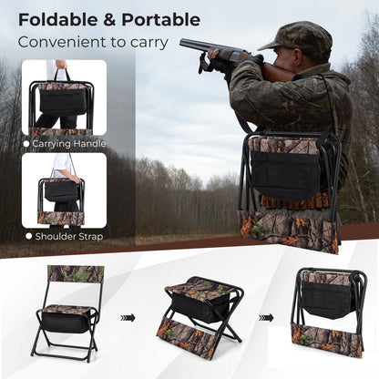 Foldable Patio Chair with Storage Pocket Backrest for Camping Hiking, Camouflage