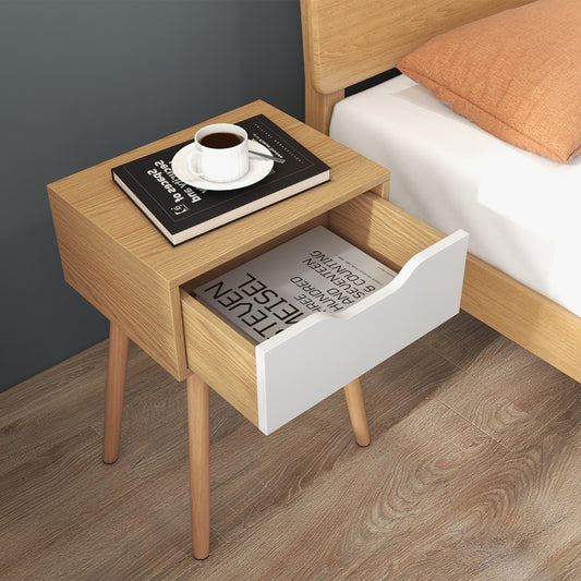 Modern Nightstand With Storage Drawer, 1 Piece, Natural