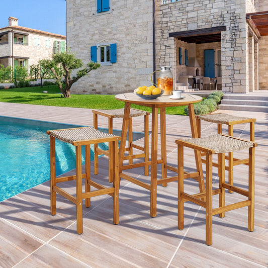 Wood Bar Stools Set Of 2, Natural Patio Bar Furniture Natural at Gallery Canada