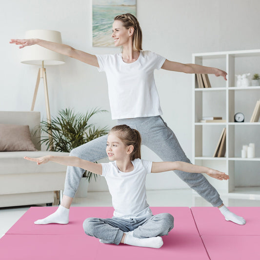 6 x 2 FT Tri-Fold Gym Mat, Handles, Removable Cover, Pink Yoga & Gym Mats Pink at Gallery Canada