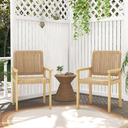 Indoor Outdoor Wood Chair Set of 2, Natural Patio Dining Chairs Natural at Gallery Canada