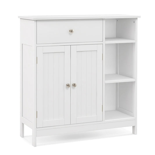 Freestanding Kitchen Cupboard Storage Organizer with 1 Large Drawer, White