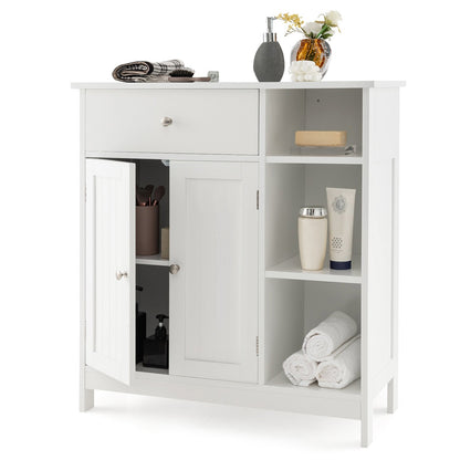 Freestanding Kitchen Cupboard Storage Organizer with 1 Large Drawer, White