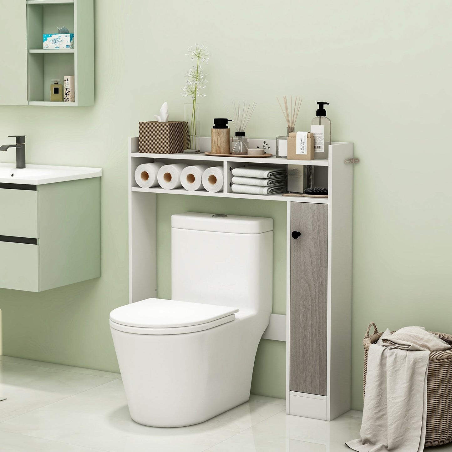 Bathroom Over the Toilet Floor Storage Organizer with Adjustable Shelves, White at Gallery Canada