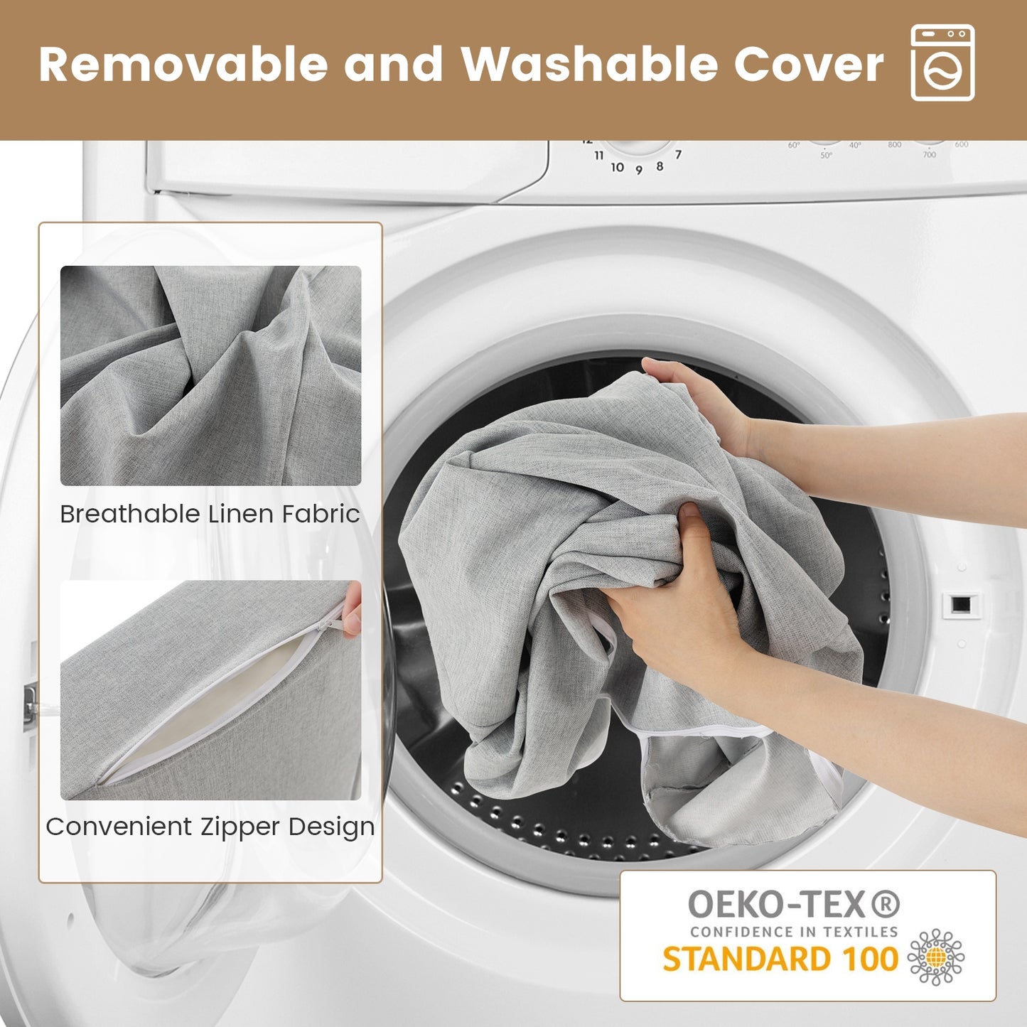 Canapé-lit convertible 4-en-1 pliable, mousse haute densité, gris