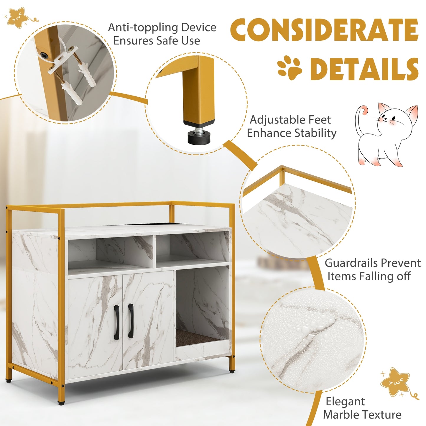 Hidden Cat Washroom, Double Doors, Scratch Cardboard, White Cat Houses at Gallery Canada