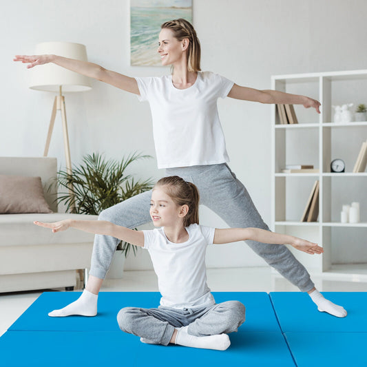 6 x 2 FT Tri-Fold Gym Mat, With Handles And Removable Cover, Blue Yoga & Gym Mats Blue at Gallery Canada