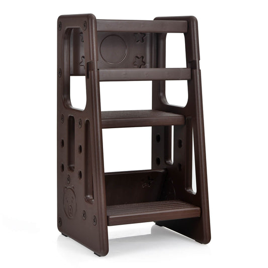 Kids Kitchen Step Stool with Double Safety Rails , Brown at Gallery Canada