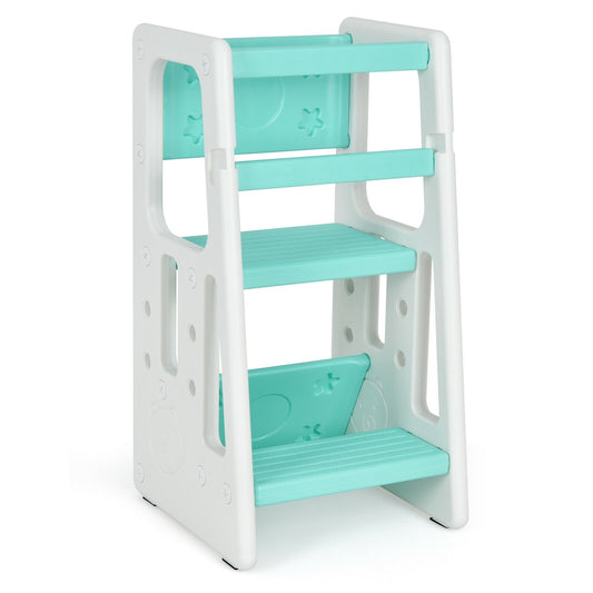Kids Kitchen Step Stool with Double Safety Rails , Green