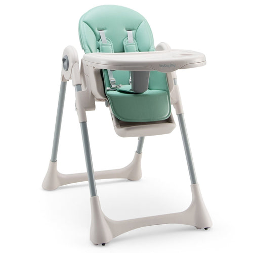 Baby Folding High Chair Dining Chair with Adjustable Height and Footrest, Green
