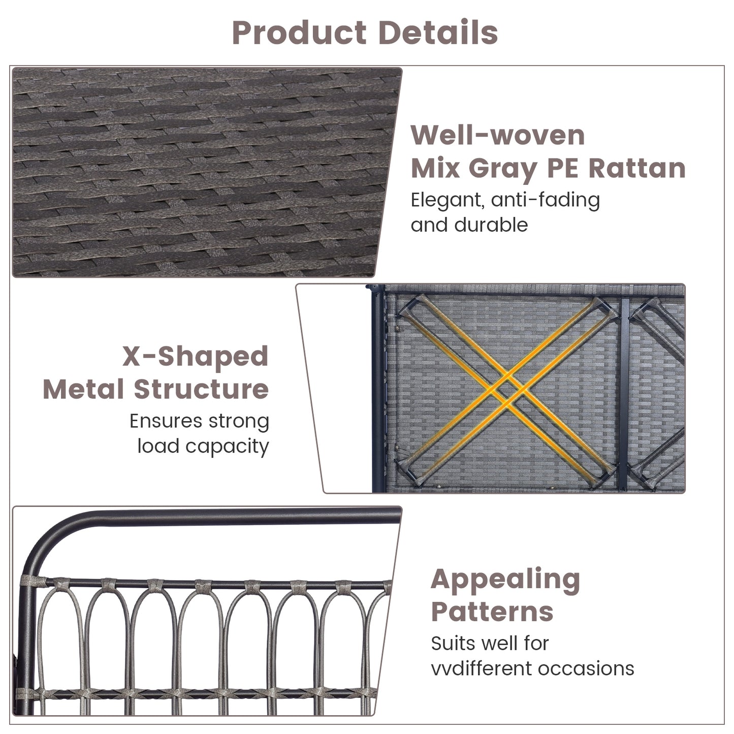 2-Person Outdoor Hanging Chair with Ropes, Gray Porch Swings at Gallery Canada