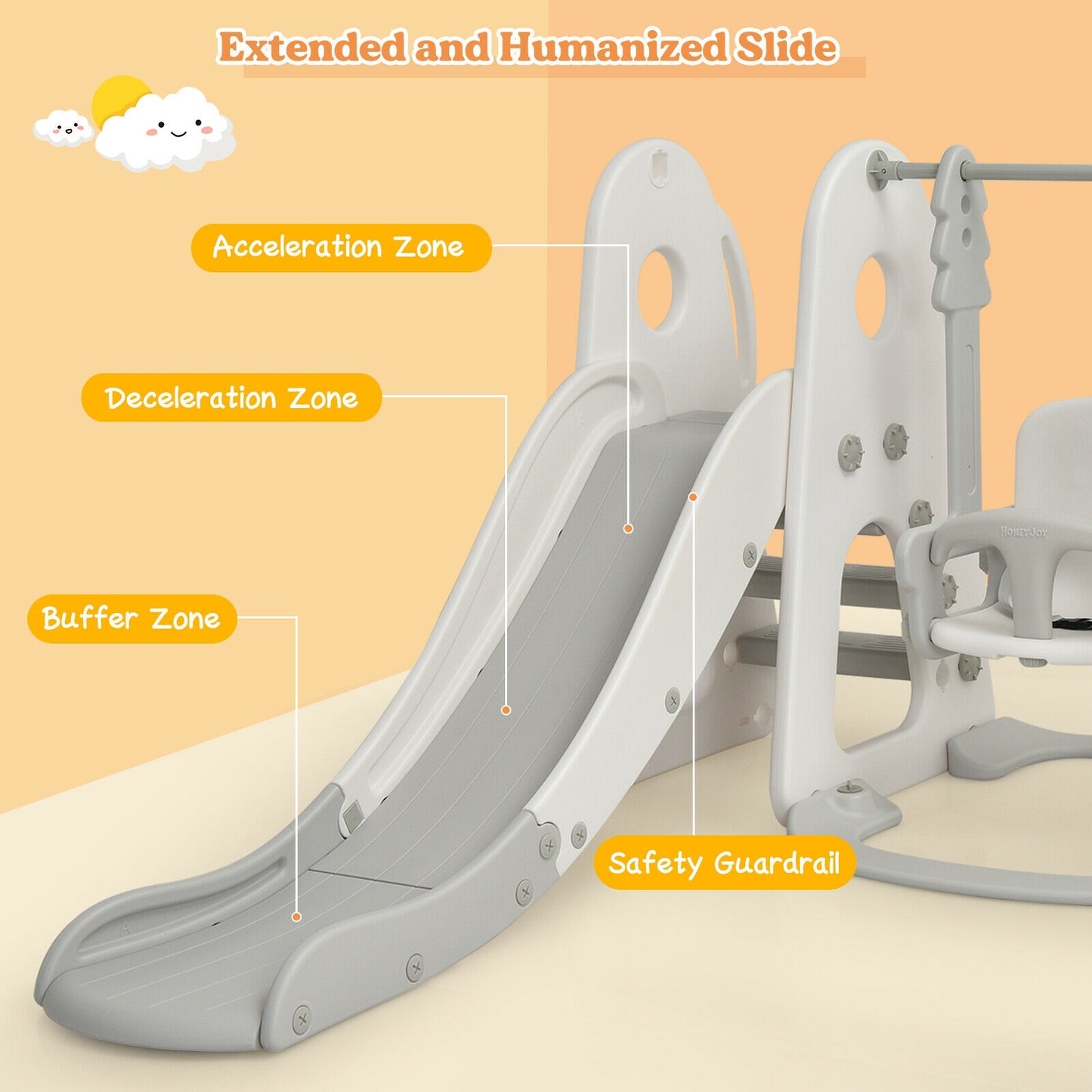 6 in 1 Toddler Slide and Swing Set with Ball Games, White Outdoor Play at Gallery Canada