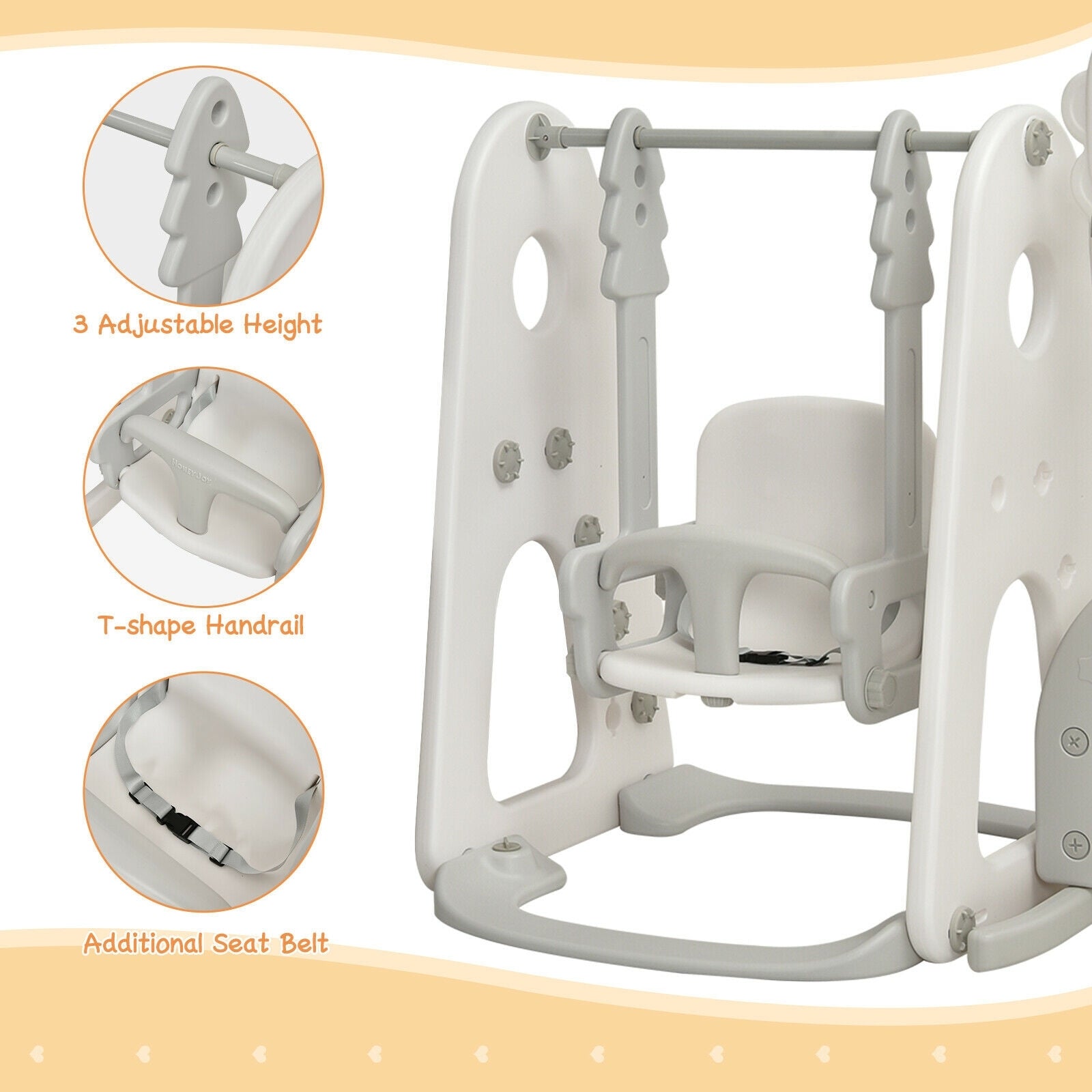 6 in 1 Toddler Slide and Swing Set with Ball Games, White Outdoor Play at Gallery Canada