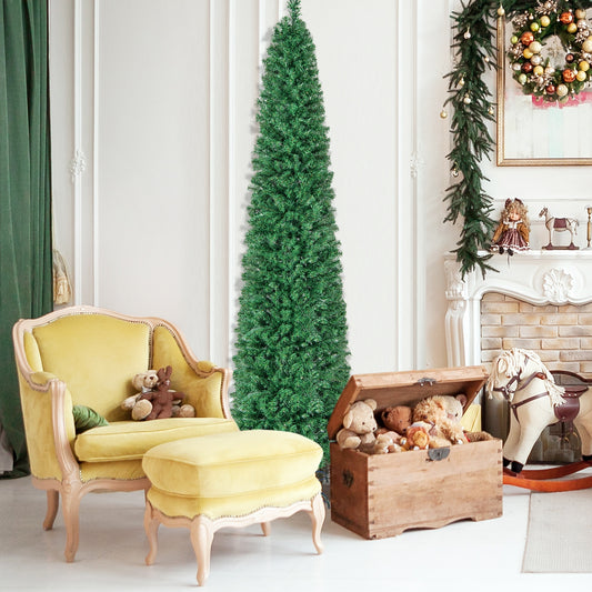 Pre-Lit Christmas Pencil Tree, 8 FT, Colorful Fiber Optics, Green Christmas Tree Green at Gallery Canada