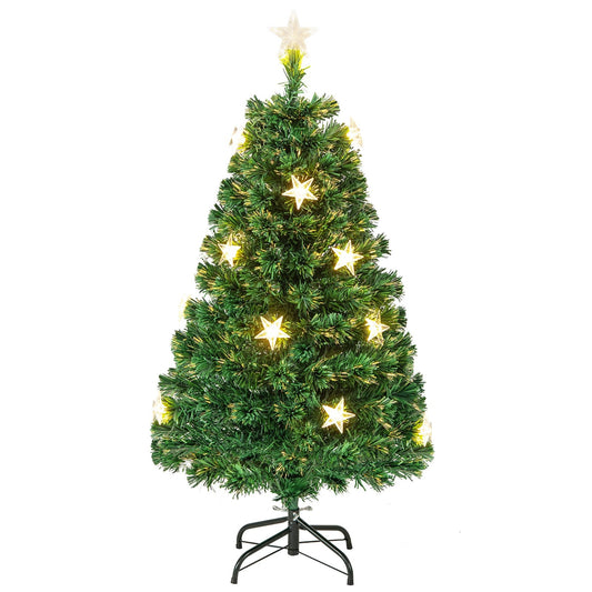 Prelit Fiber Optic Christmas Tree with Warm White Lights-4 ft, Green