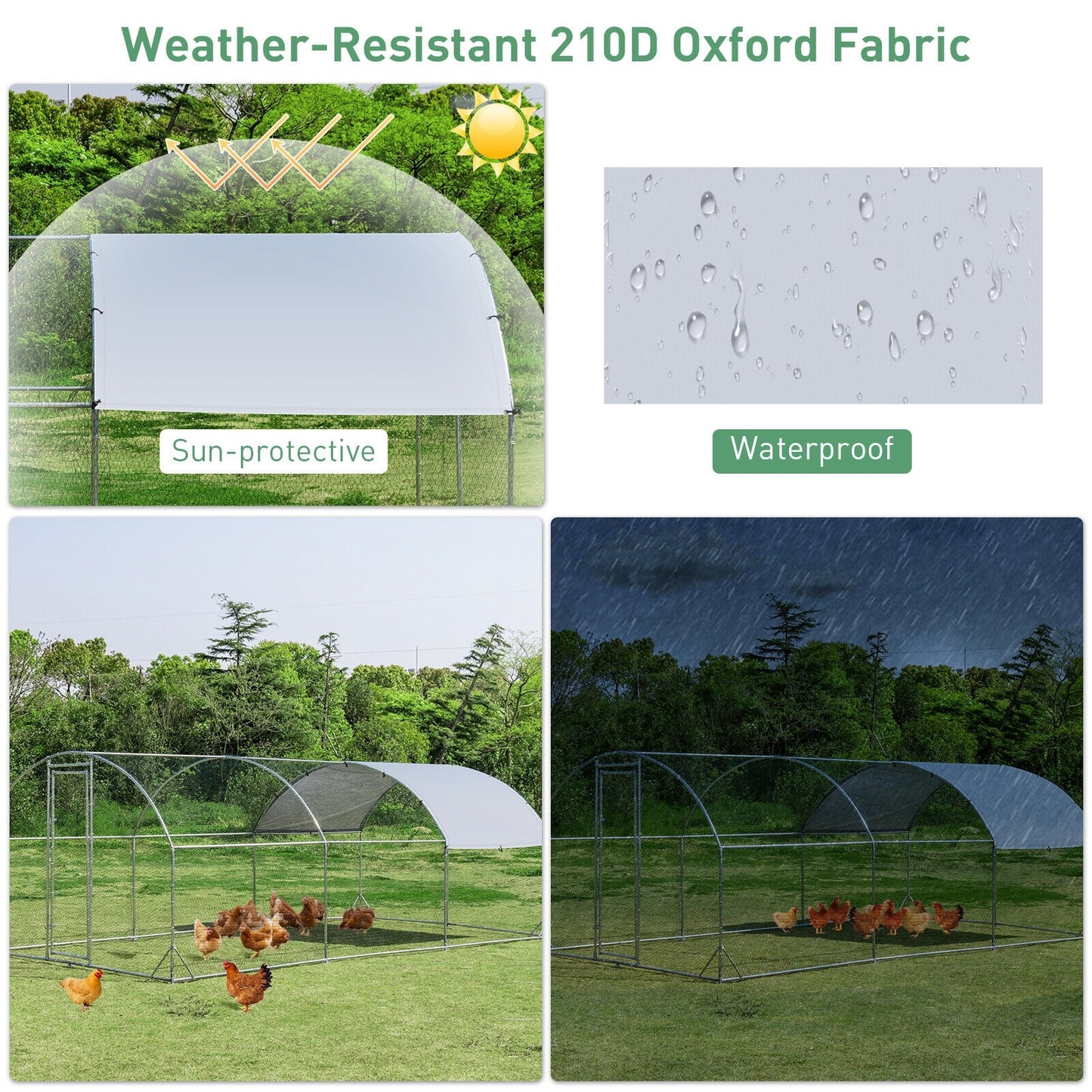 6.2 Feet/12.5 Feet/19 Feet Large Metal Chicken Coop Outdoor Galvanized Dome Cage with Cover-L, Black Chicken Coops at Gallery Canada