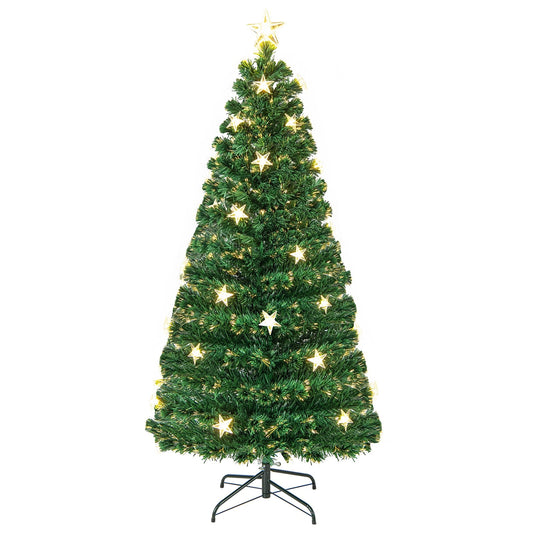 Prelit Fiber Optic Christmas Tree with Warm White Lights-5 ft, Green