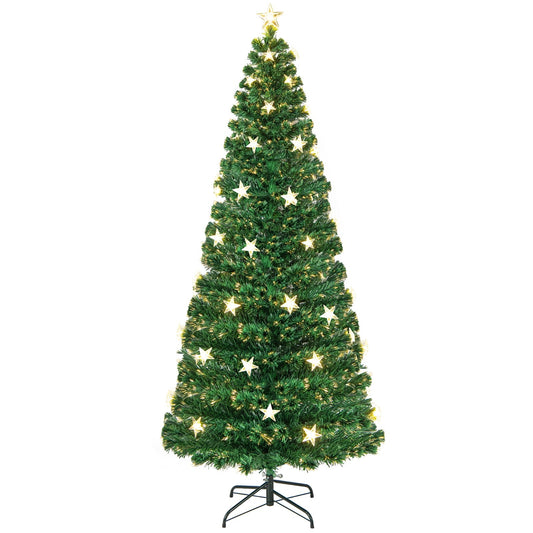 Prelit Fiber Optic Christmas Tree with Warm White Lights-7 ft, Green