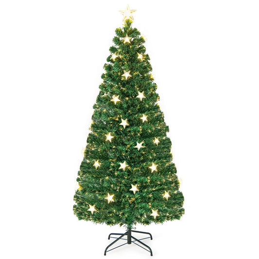 Prelit Fiber Optic Christmas Tree with Warm White Lights-6 ft, Green