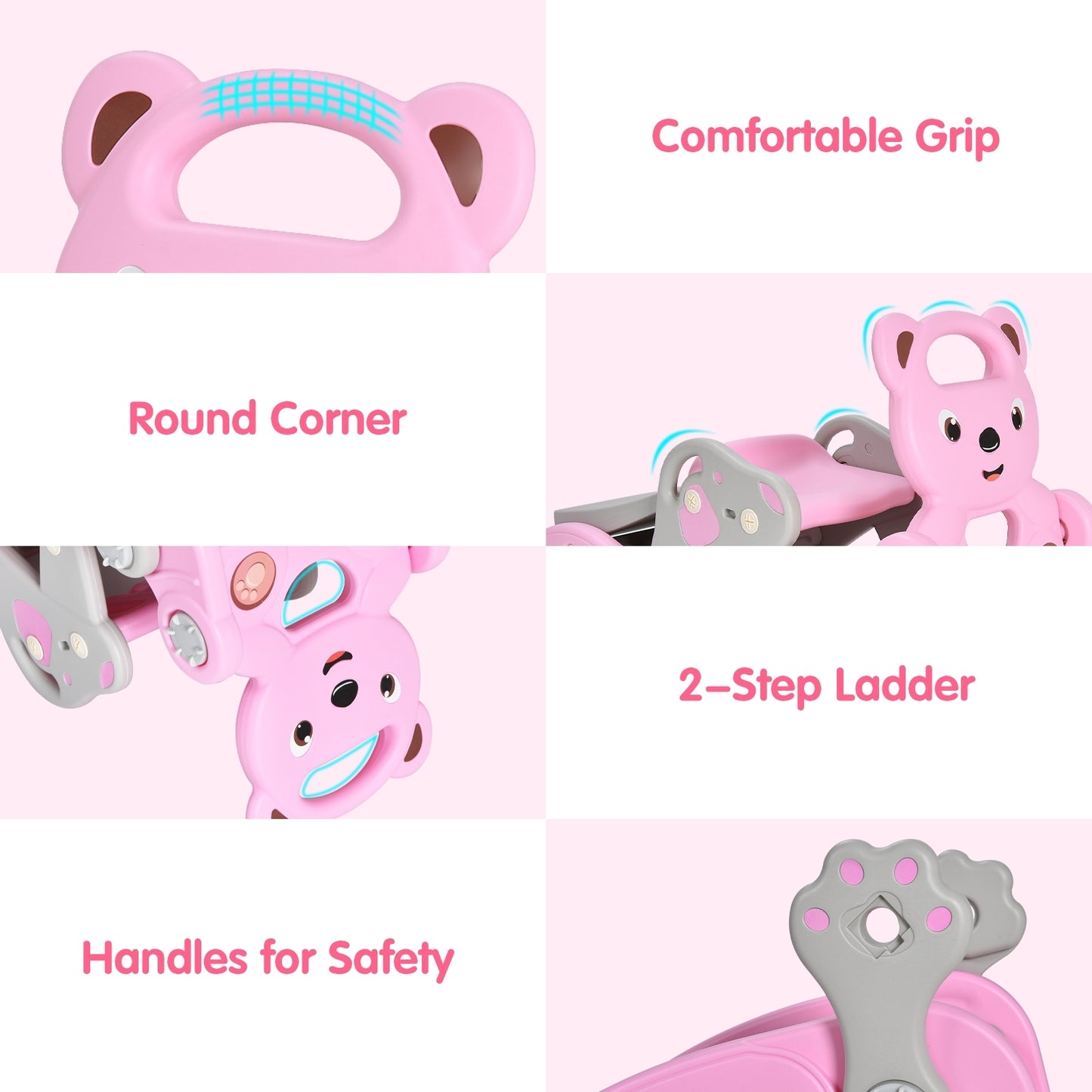 4-In-1 Toddler Slide, Rocking Horse Playset With Basketball Hoop, Pink Climbers & Slides at Gallery Canada