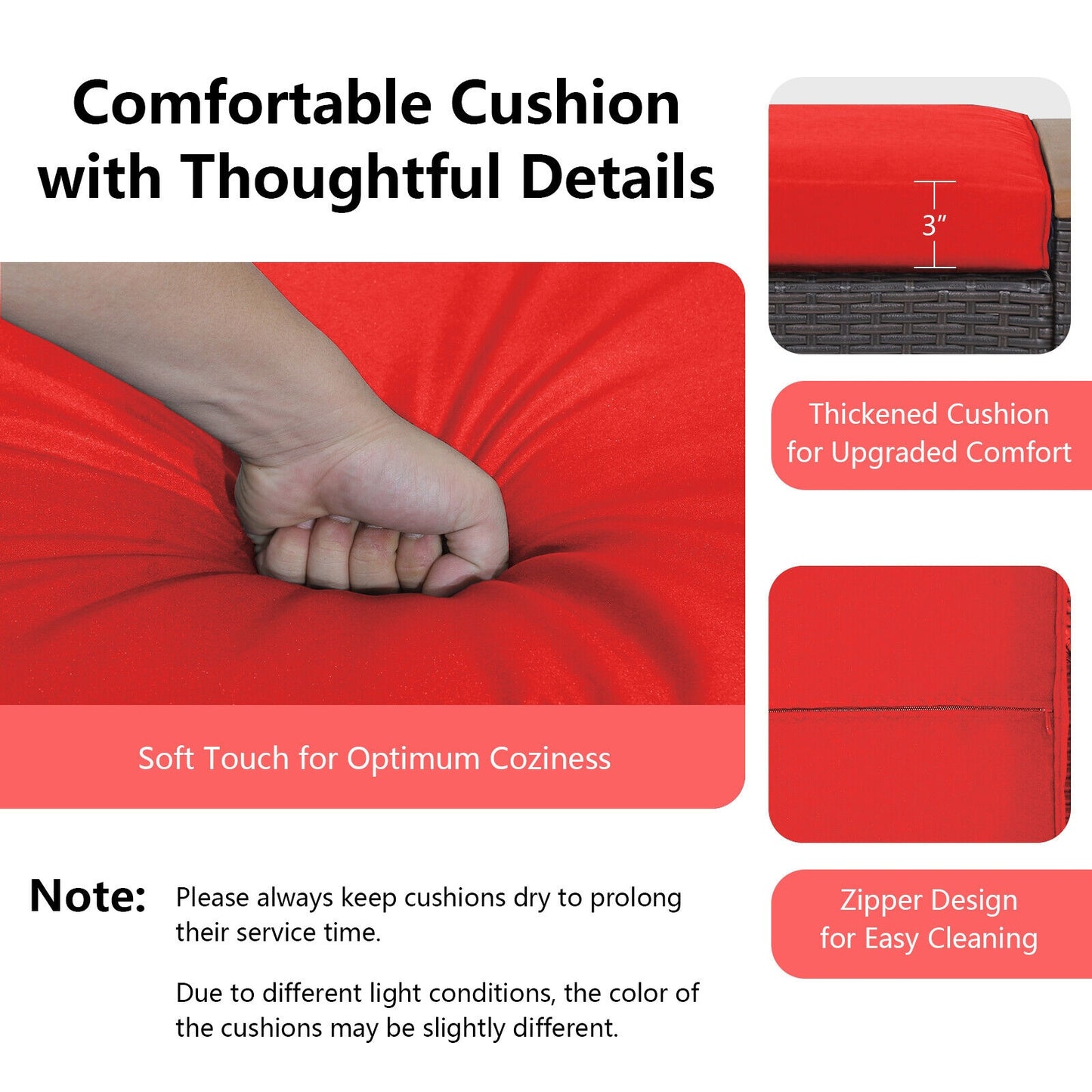 Set of 2 Fade-Resistant Wicker Patio Ottoman, Red Outdoor Seating & Patio Chairs at Gallery Canada