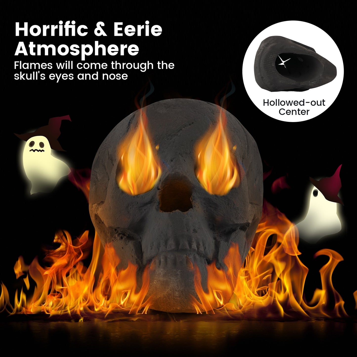 Halloween Fire Pit Skull Decoration, Black Halloween at Gallery Canada