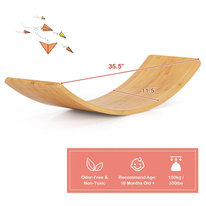 35.5 Inch Wooden Wobble Balance Board for Toddler and Adult, Natural