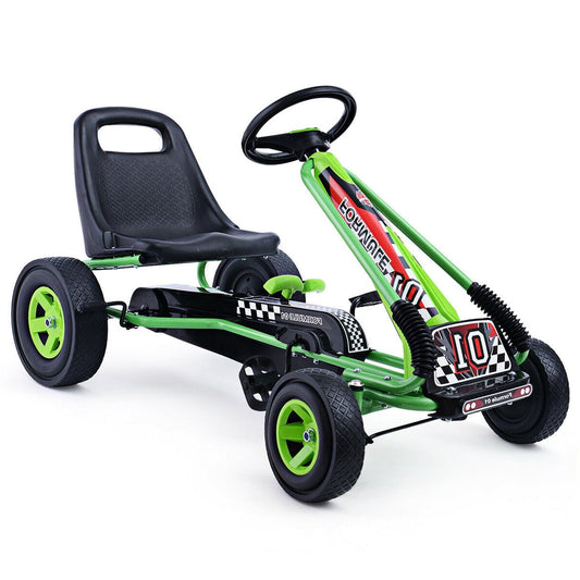 4 Wheels Kids Ride On Pedal Powered Bike Go Kart Racer Car Outdoor Play Toy, Green
