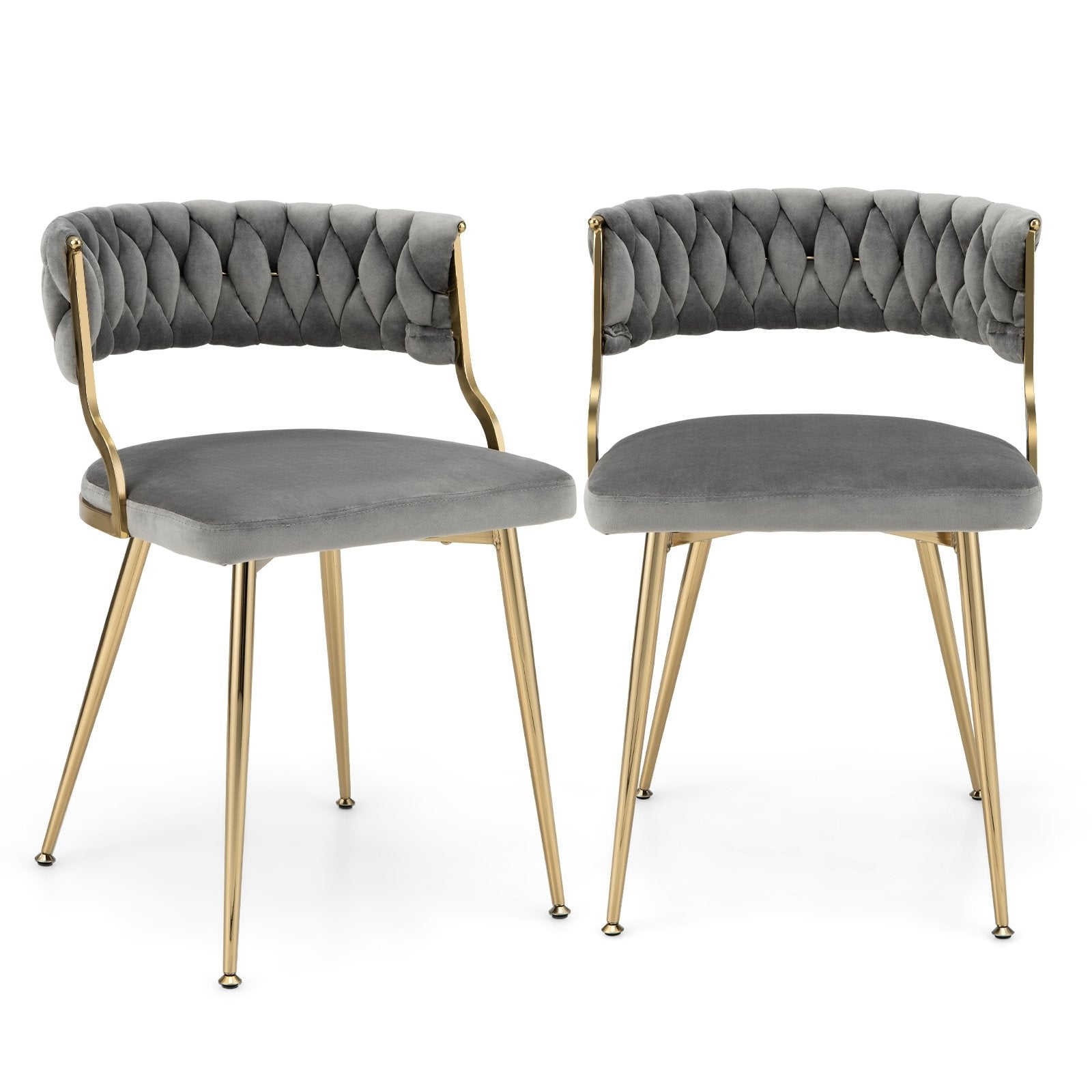 Upholstered Dining Chairs with Golden Metal Legs for Living Room, Gray at Gallery Canada
