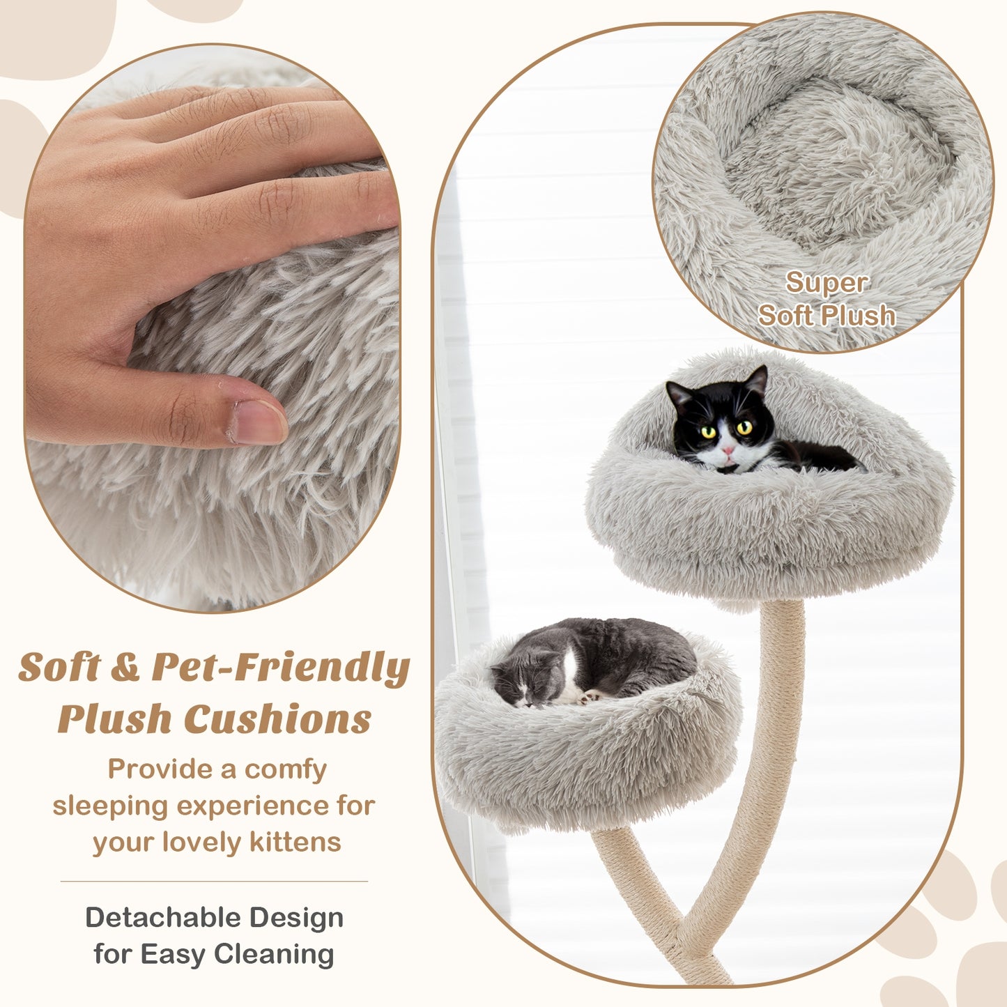 70 Inch Tall Cat Tree, 4-Layer Cat Tower, 3 Perches, Dangling Balls, Gray Cat Trees Condos & Scratchers at Gallery Canada