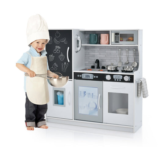 Toddler Pretend Play Kitchen for Boys and Girls 3-6 Years Old, White