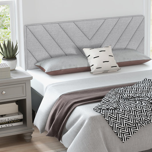 Linen Upholstered Headboard, Full Queen Size, Gray Headboards Gray at Gallery Canada