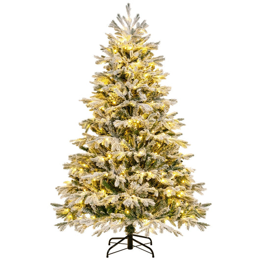 4.5/6/7 FT Artificial Pre-Lit Christmas Tree Hinged Xmas Tree with Warm White LED lights-6 ft, White