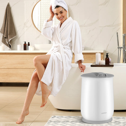 Towel Warmer Bucket With Auto Shut Off, White, Gray