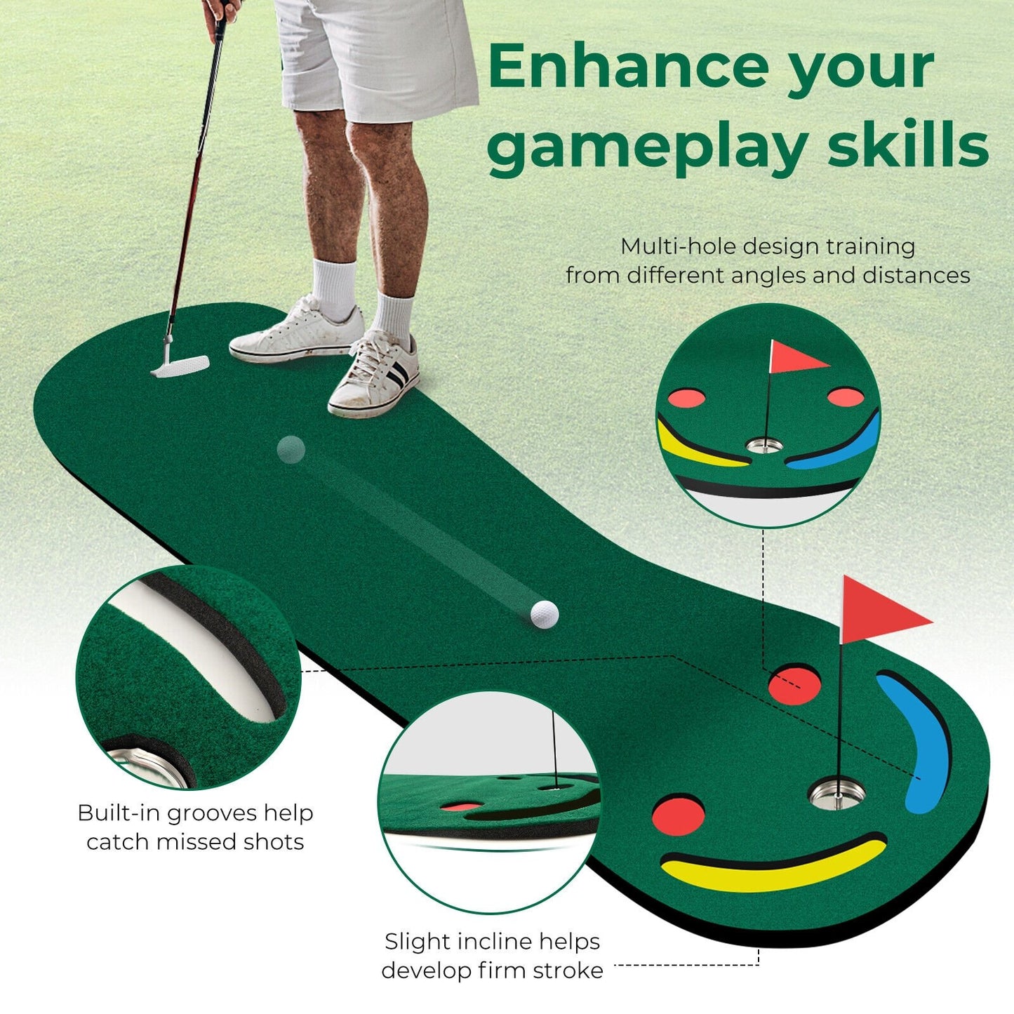 Golf Putting Green Set for Indoor Outdoor Use
