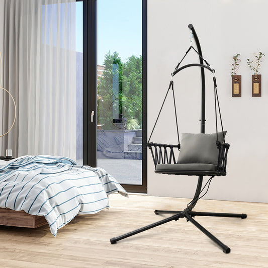 Hanging Swing Chair With Stand, Gray Porch Swings Gray at Gallery Canada
