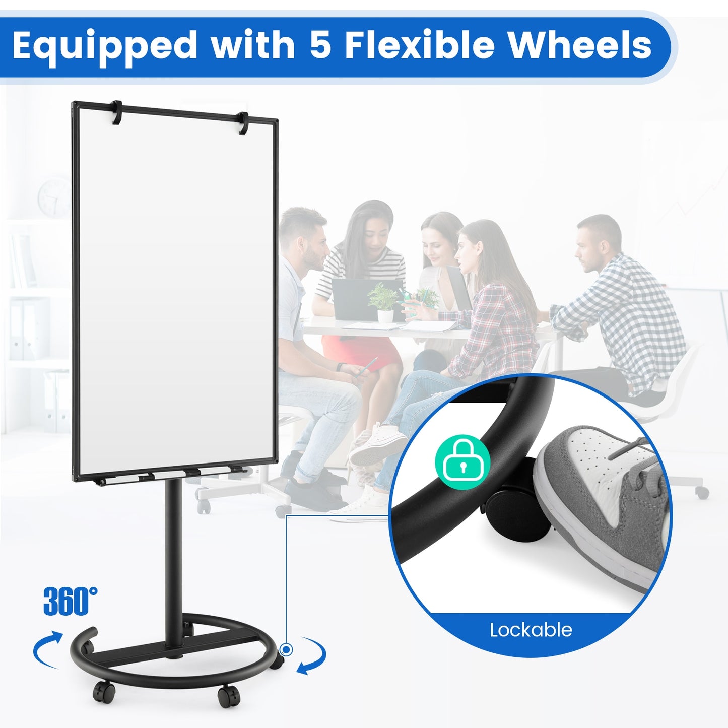 Height-Adjustable Mobile Whiteboard, Black Home Office at Gallery Canada