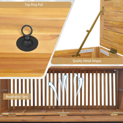 Rolling Patio Wooden Deck Box with 2 Wheelsand Side Handle for Outdoor, Natural at Gallery Canada