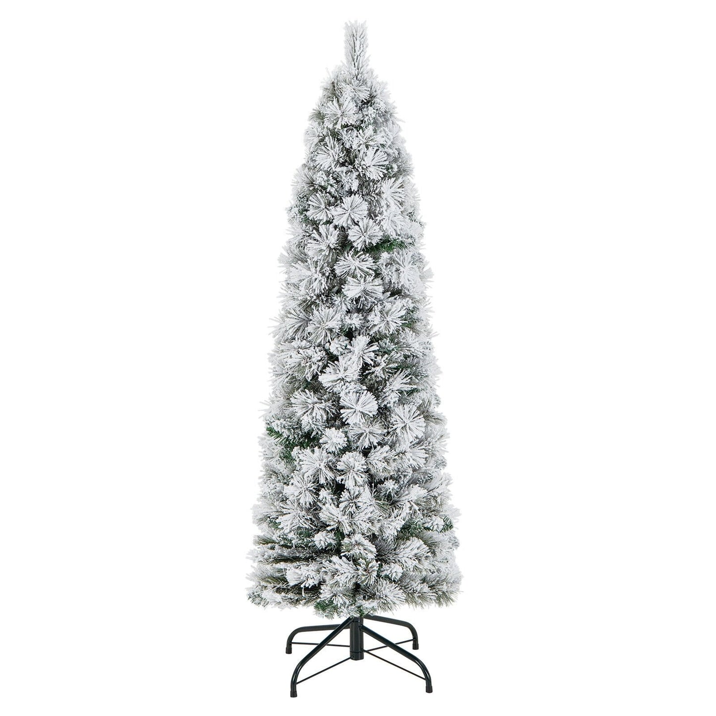 4.5/6/7 Feet Christmas Tree with 258 Branch Tips and 100 Incandescent Lights-Flocked and Slim-4.5 ft at Gallery Canada
