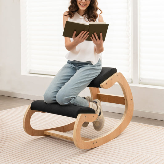 Wooden Rocking Chair With Padded Seat, Knee Support, Black Kneeling Chiars Black at Gallery Canada