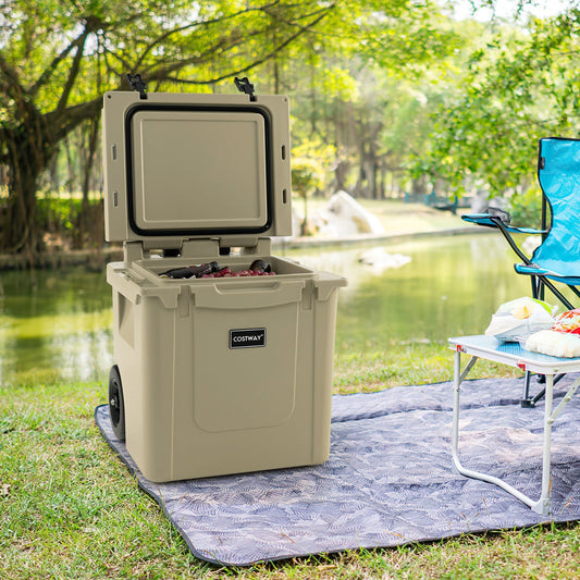 45 Quart Cooler, Towable Ice Chest, Brown Freezers Brown at Gallery Canada