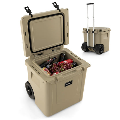 45 Quart Cooler Towable Ice Chest, Brown