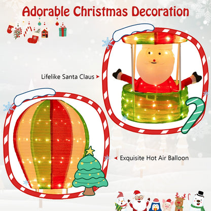 4.5 Feet Christmas Santa Claus with Hot Air Balloon, Multicolor