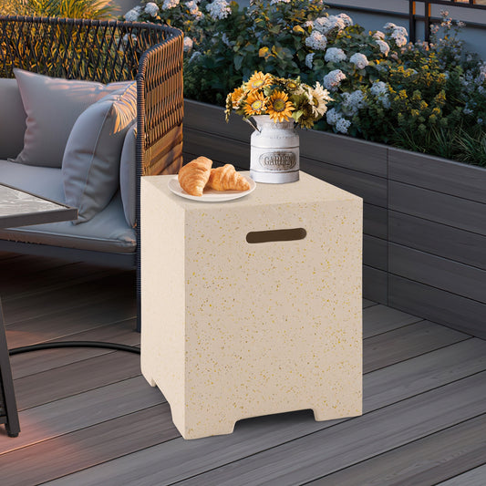2-in-1 Gas Tank Holder Side Table, White Fire Pit Tables White at Gallery Canada
