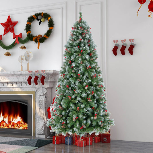 Hinged Christmas Tree, PVC Branch Tips, Warm White LED Lights, 7.5 ft, Green Christmas Tree Green at Gallery Canada