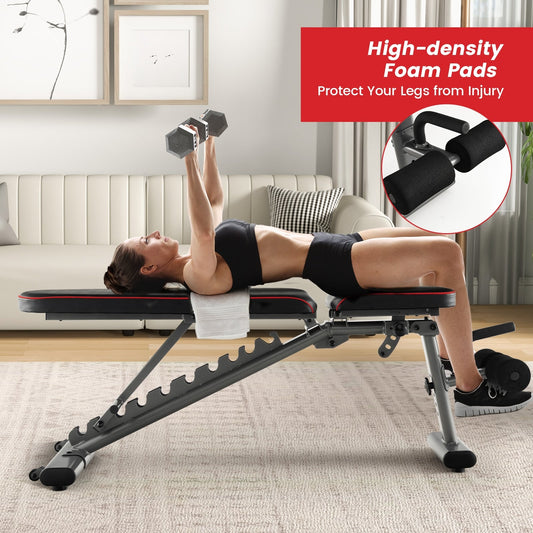 660 LBS Strength Training Bench, 10 Back 3 Seat, Full Body Workout, Black Benches Racks & Bars Black at Gallery Canada