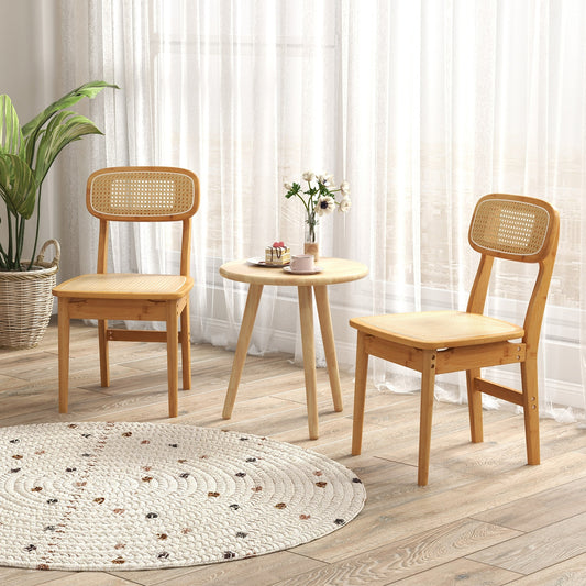 Set Of 2 Rattan Dining Chairs, Simulated Rattan Backrest, Natural Dining Chairs Natural at Gallery Canada