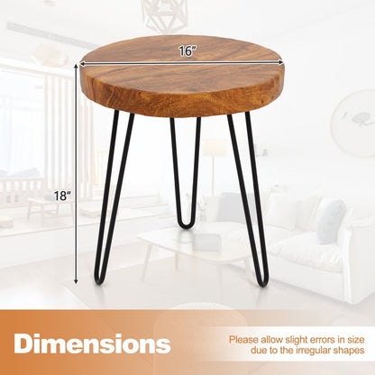 Round Reclaimed Recycled Indonesia Teak Wood End Table, Brown